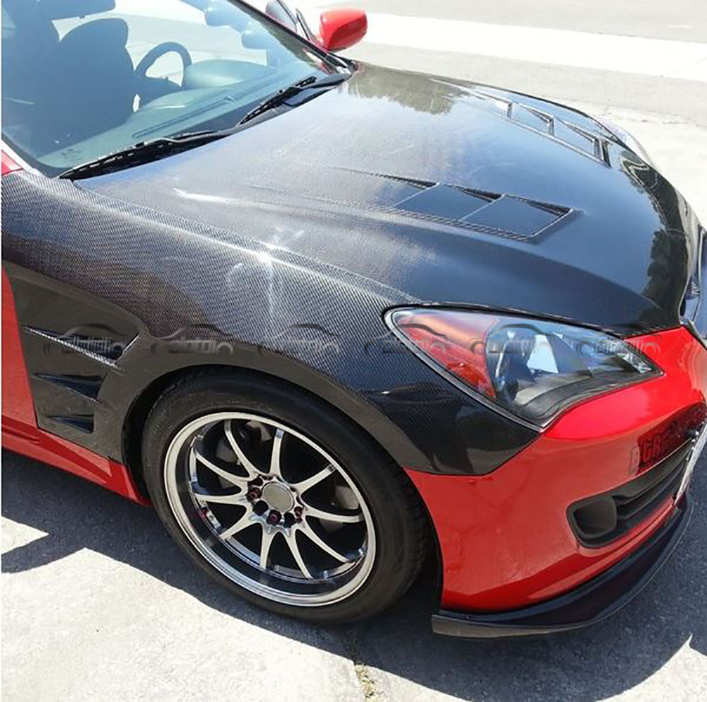 H2 STYLE SIDE FENDERS CARBON FIBER FOR HYUNDAI GENESIS COUPE 2009-2016