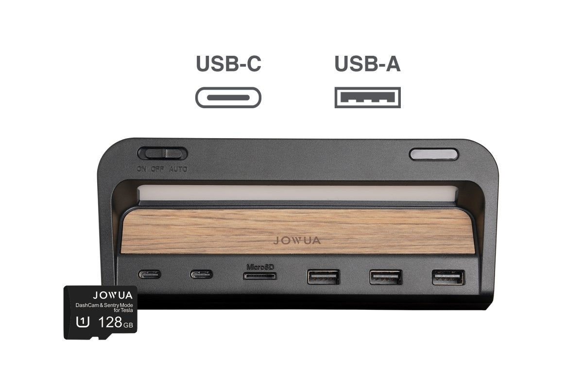 USB Hub with LED Light (USB-C + USB-A) + MicroSD Card Bundle