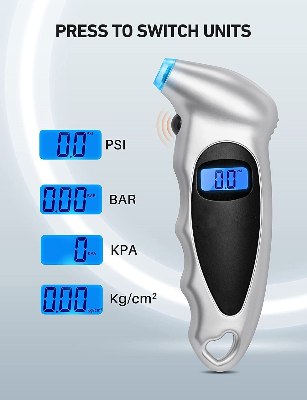 الصورة المصغرة: Digital Tire Pressure Gauge 150 PSI 4 Settings for Car Truck Bicycle with Backli