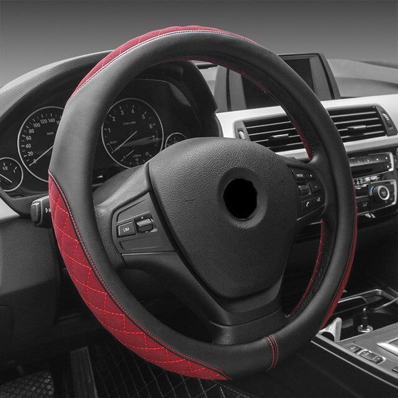 縮圖：38 厘米超细纤维皮革汽车转向套适用于汽车汽车 15 英寸女式