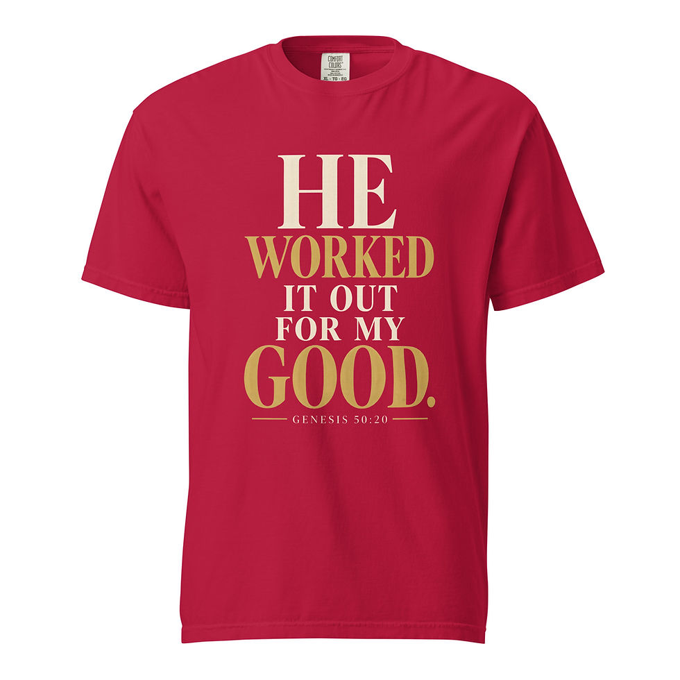 Thumbnail: He Worked It Out for My Good (bold) Unisex garment-dyed heavyweight t-shirt