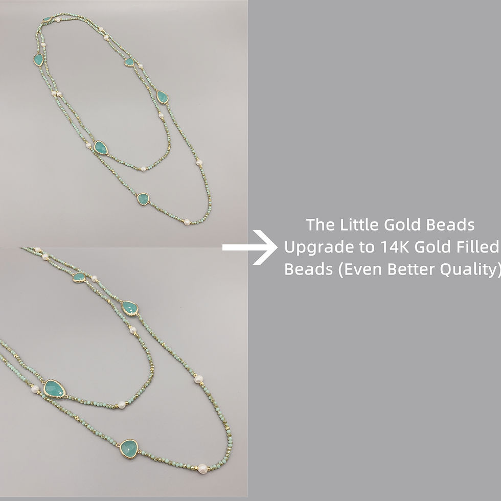 Thumbnail: Faceted Cut Irregular Aqua Quartz Long Necklace With 5-6mm White Freshwater Pear