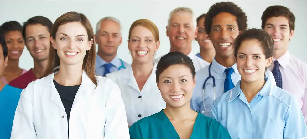 Healthcare workers in scrubs unite, emphasizing the importance of fire safety certification in hospitals and emergency preparedness.