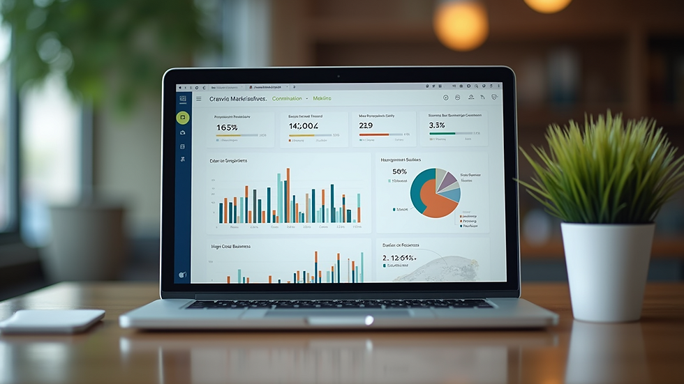 Close-up view of a laptop screen showing local business marketing analytics