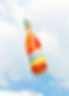 rose wine bottle with sky and rainbows