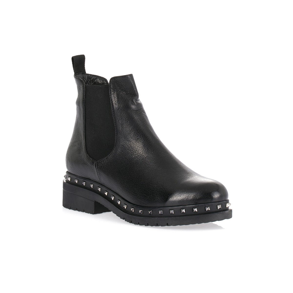 Black Elasticated Side and Metal Studded Boots