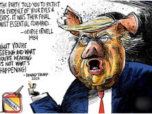 Pig Trump Spewing Platitudes Of Orwell