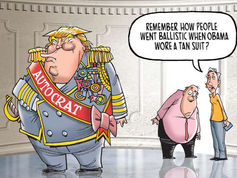 Trump in Autocrat drag being compared to Obama