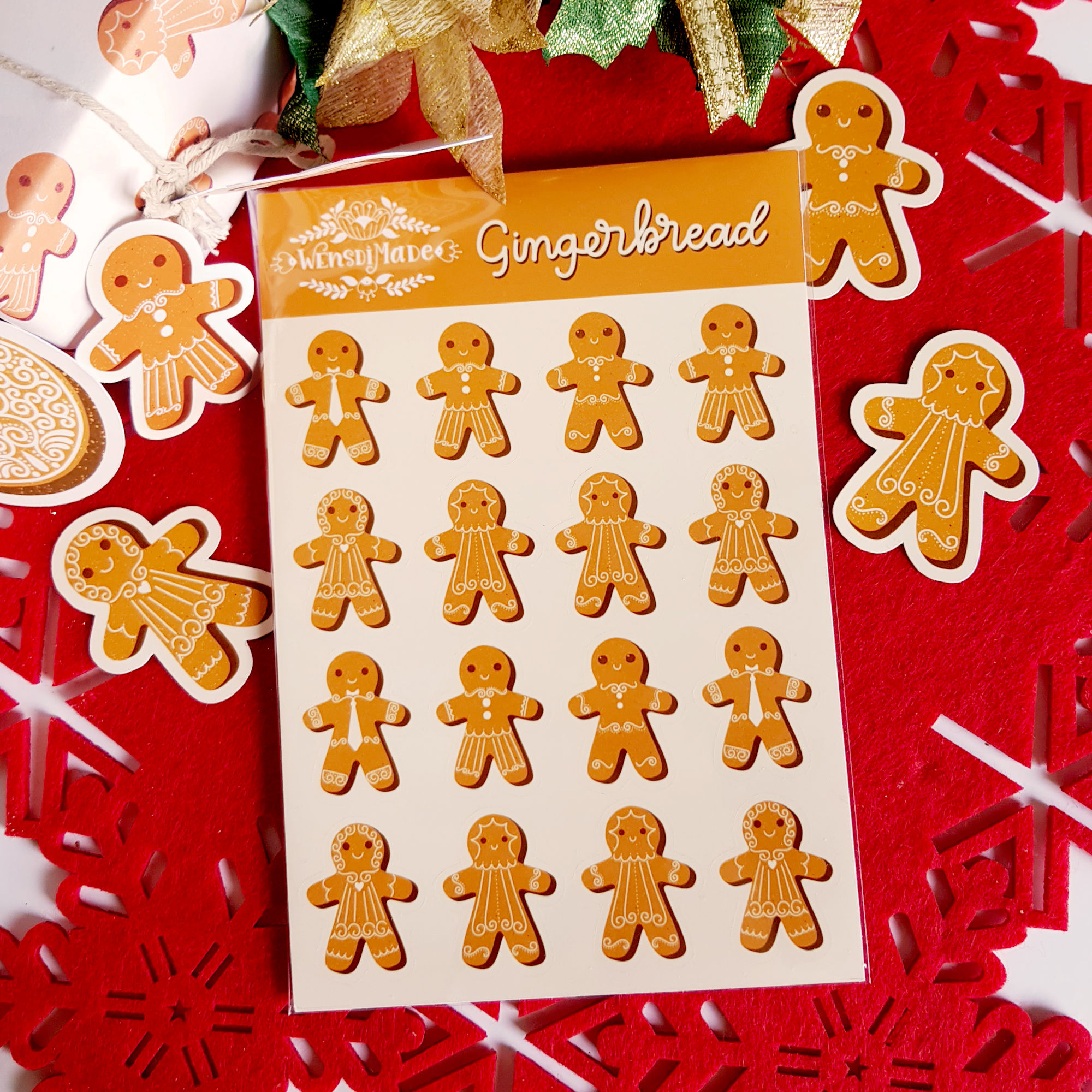 Gingerbread Men Christmas sticker sheet