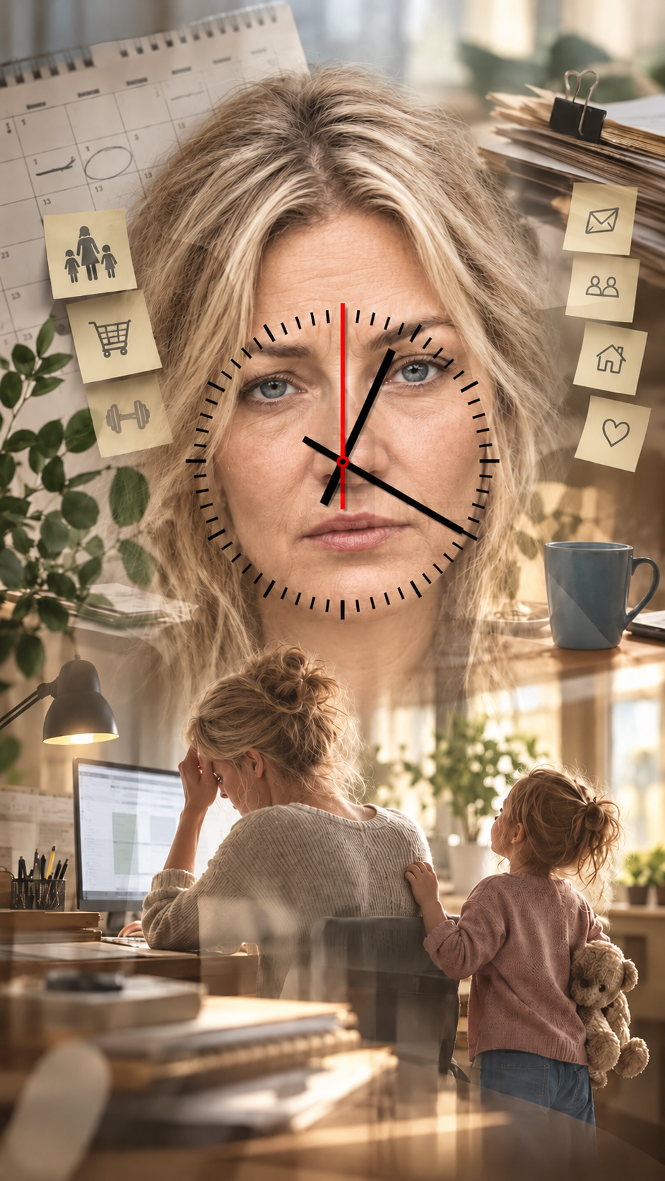 Sanft kolorierte Porträtcollage mit Uhr.png