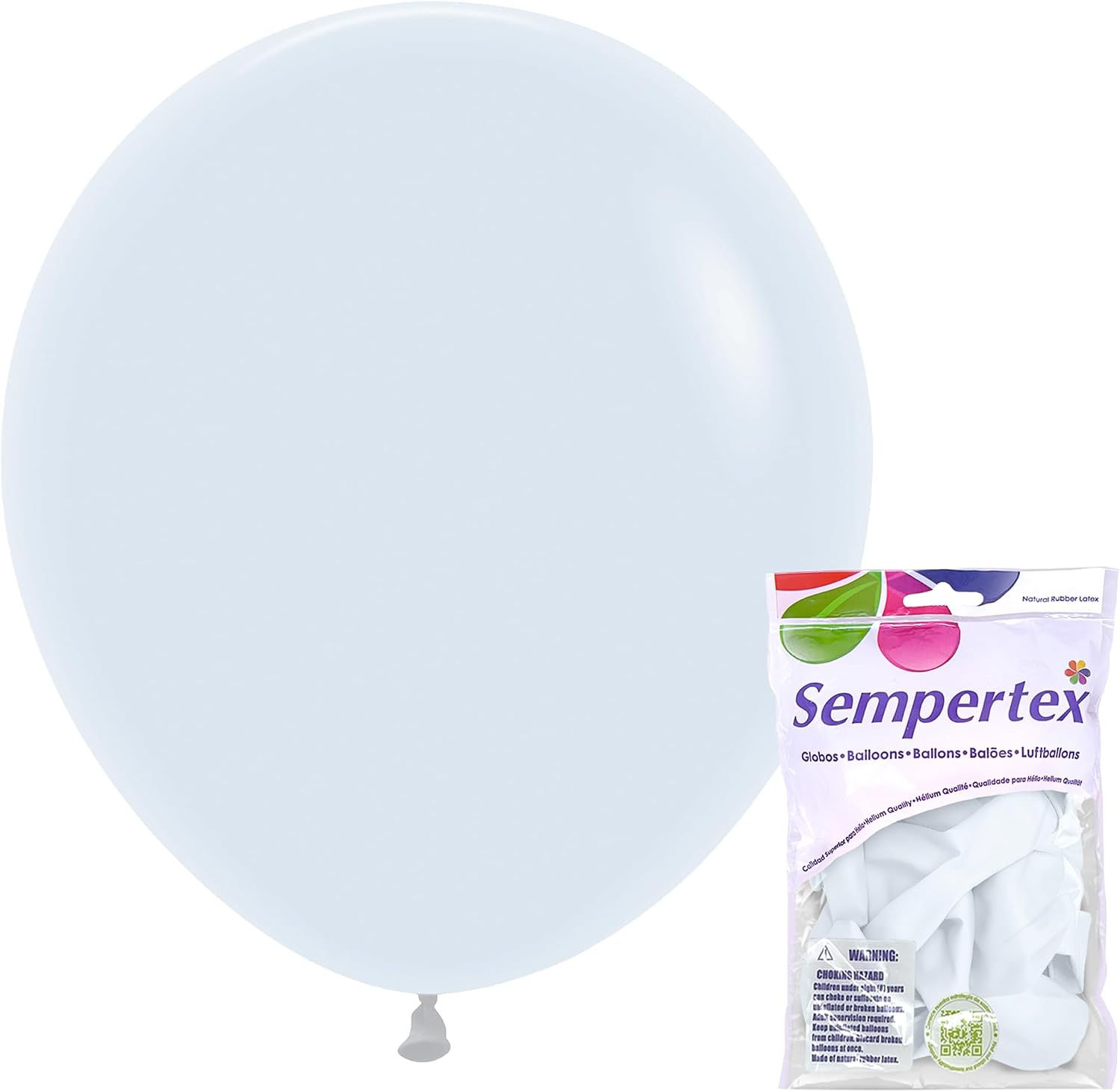 Sempertex Fashion White Balloons, Latex, 18 Inch, 6 Pcs | Round Balloons for Bi