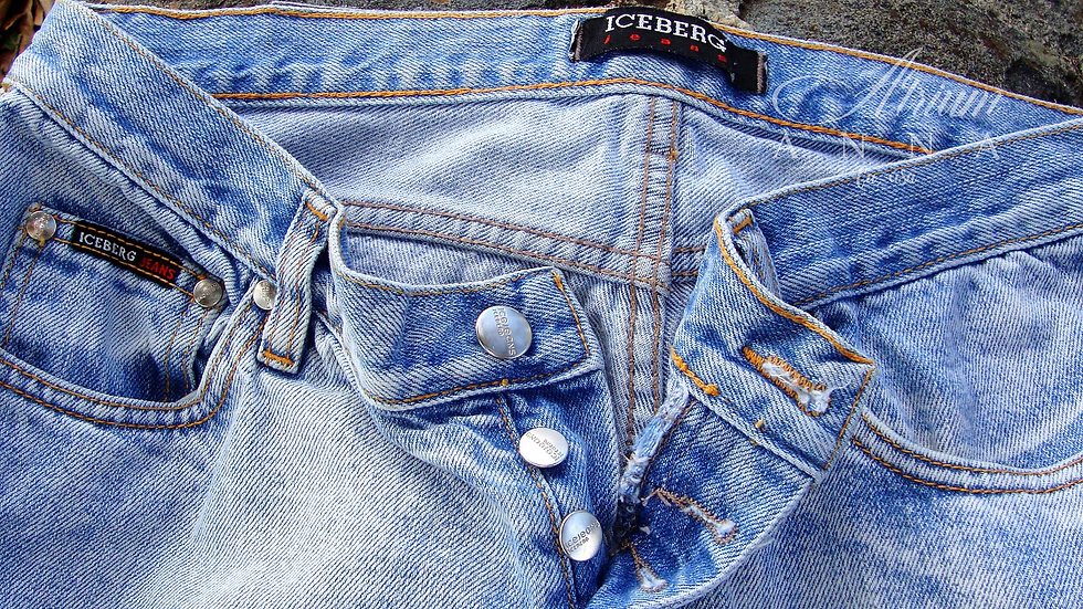 Thumbnail: Iceberg Jeans Flare Light Wash Distressed Ripped Low Rise Jeans, W30 L32