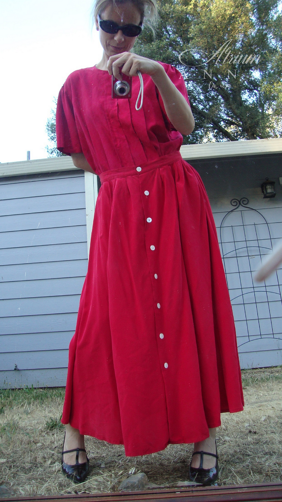 Thumbnail: WTC Waltonchain Red Silk Front Pleated Short Sleeves Blouse