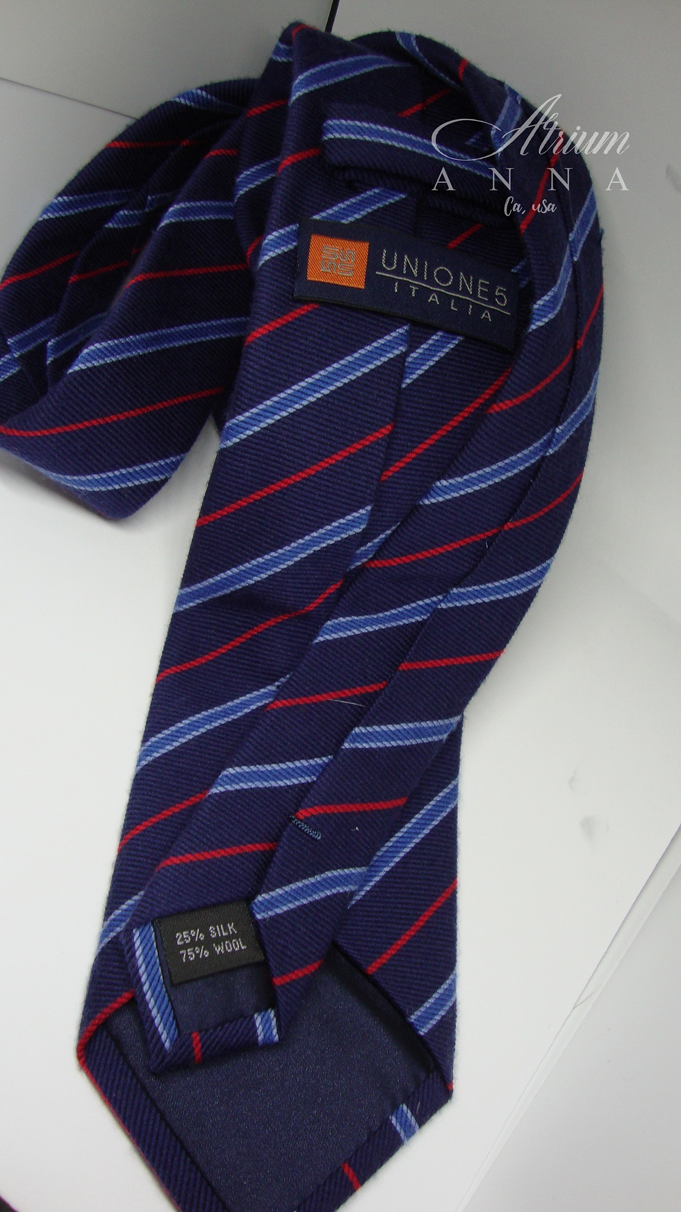 Thumbnail: Unione 5 Italia Striped Wool and Silk Tie