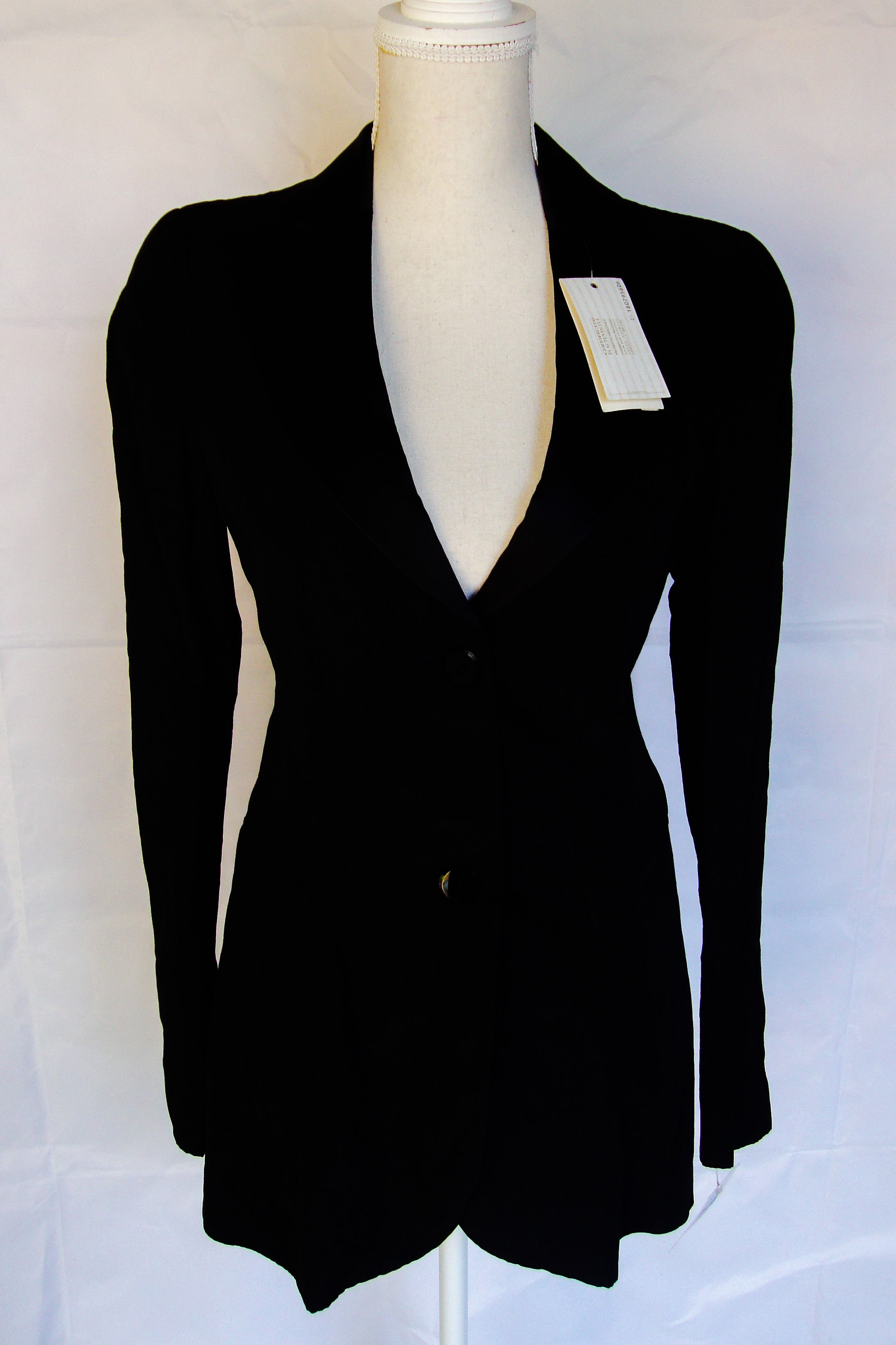 Emporio Armani Black Lurex Sheen Long Tuxedo Jacket, 6