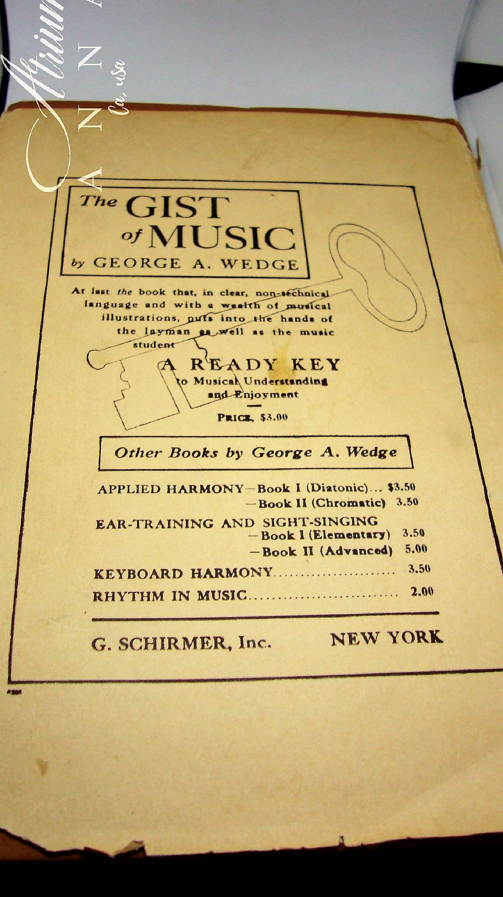 Thumbnail: Book: George A. Wedge: Advanced Ear Training and Sight-Singing, G. Schirmer, Inc