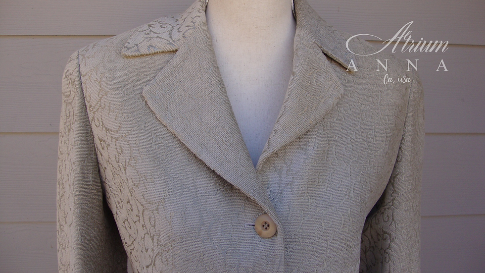 Thumbnail: Emanuel Ungaro Cut Velvety Filagree 3D Pattern Taupe Skirt Suit, Skirt & Blazer/