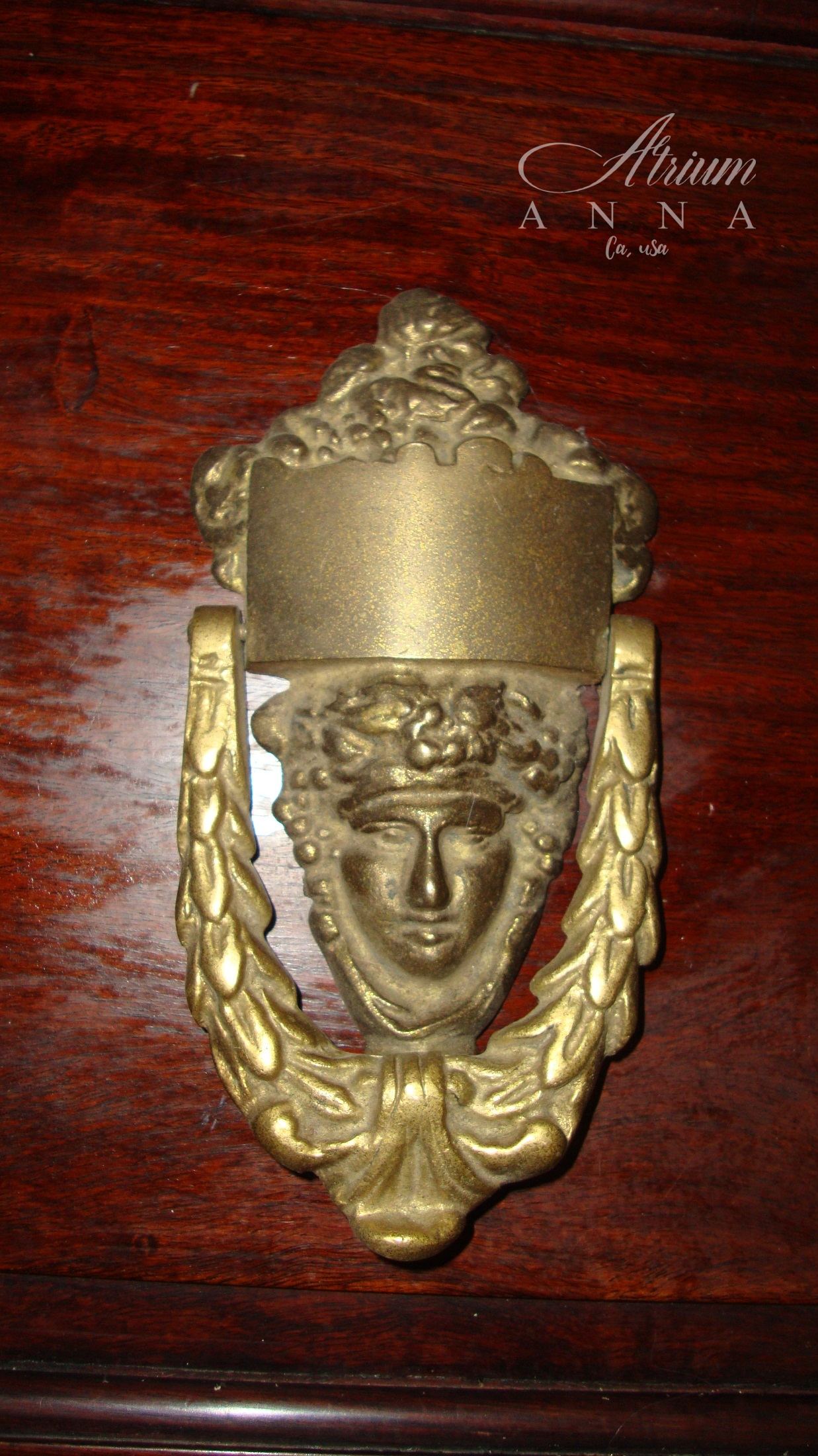 Antique Style Art Nouveau Brass Bronze Detailed Greek Goddess Head Door Knocker