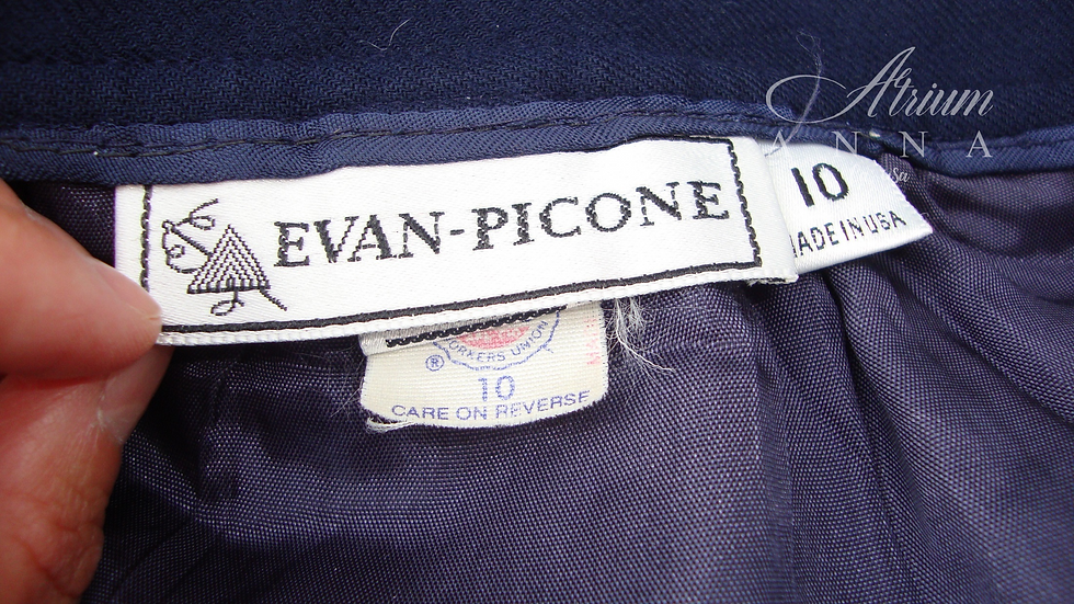 Thumbnail: Evan Picone Classic Elegant Navy Wool Skirt, 10