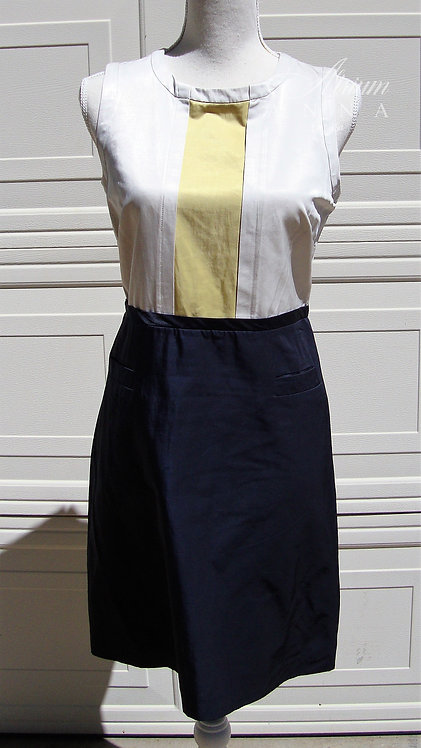 Vera Wang Lavender Label Navy, Beige and Yellow Shift Dress, 4