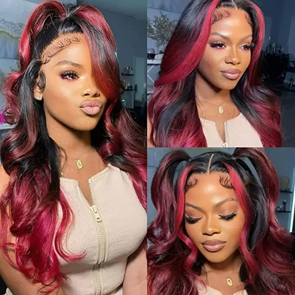 Alpha Omega Luxe Hair Burgundy Body Wave HD Lace Front Wig
