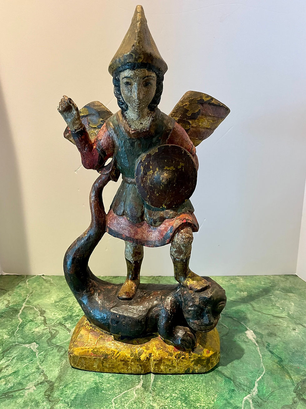 Thumbnail: 18th Century Spanish Polychrome Wood Carving of St. Michael