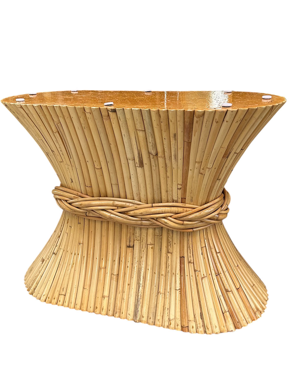 Thumbnail: Vintage McGuire "Sheaf of Wheat" Oval Center Table, San Francisco, California.
