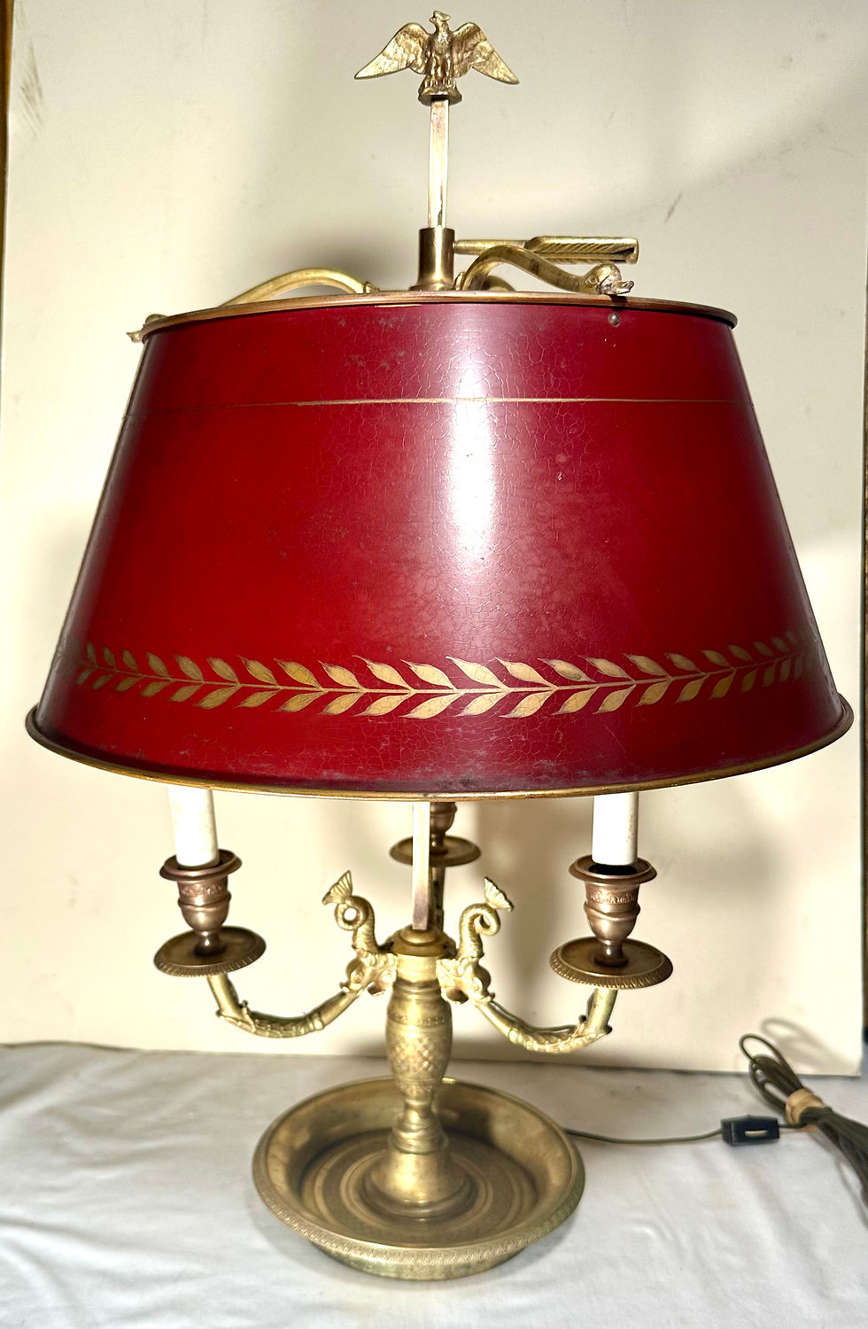 Thumbnail: Early 19th Century French Empire Bouillotte Three Light Table Lamp.
