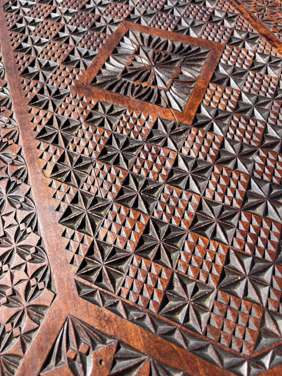 Thumbnail: 19th Century German Black Forest Chip-Carved Suite Desk with Drawer and Chair