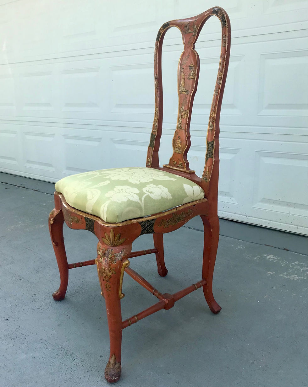 Thumbnail: 19th Century English Queen Anne Style Chinoiserie Scarlett Lacquer Side Chair.