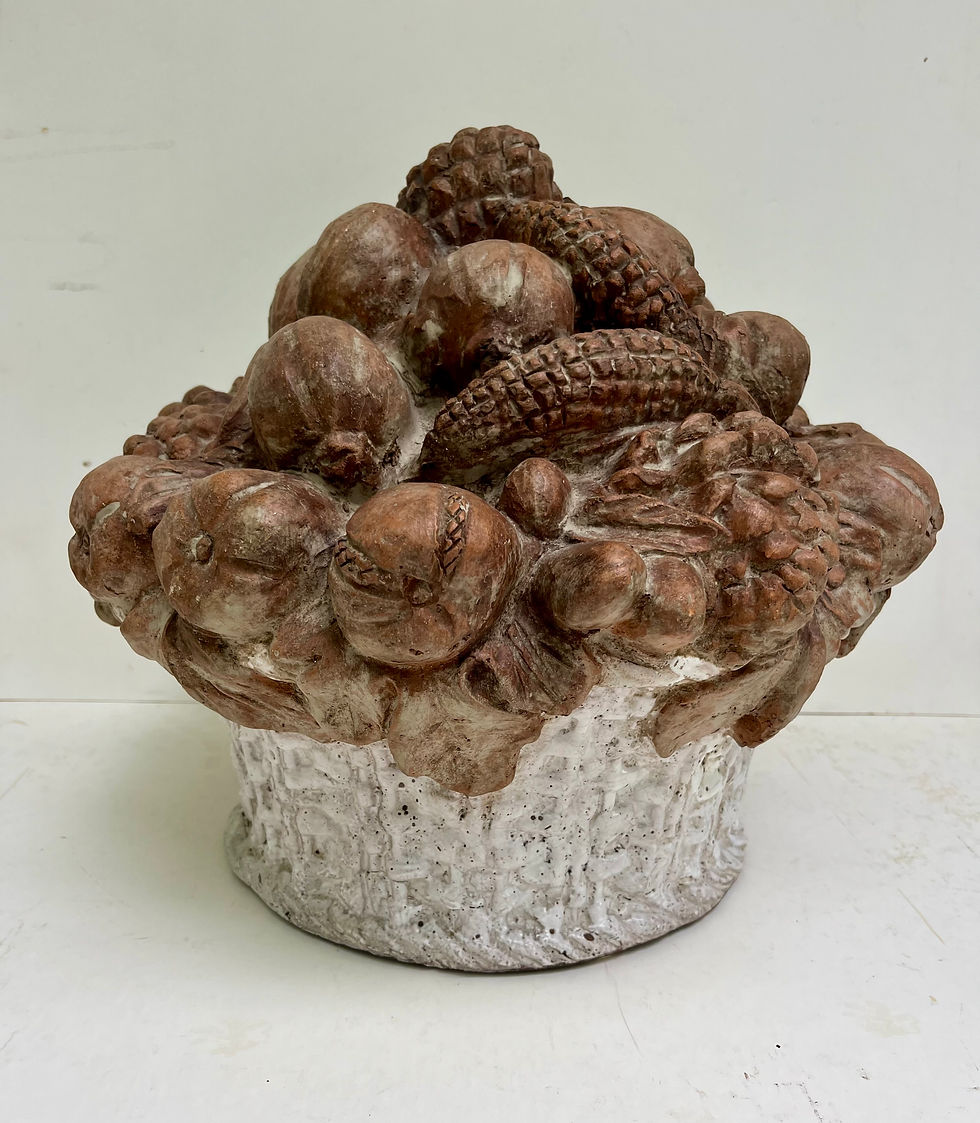 Thumbnail: 19th Century French Terracotta Fruit Basket Centerpiece Sculpture