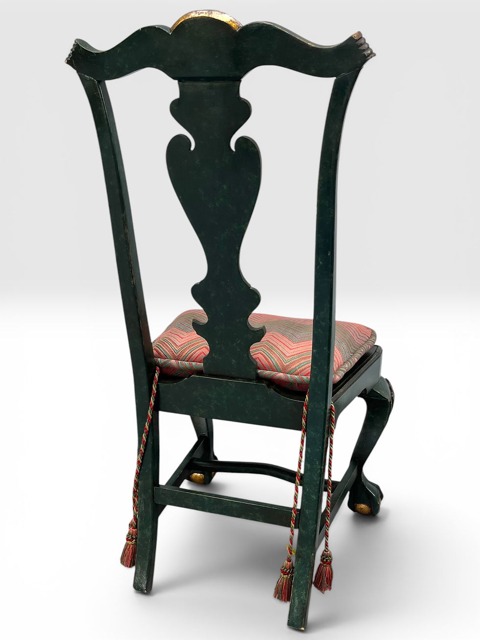 Thumbnail: Four 19th Century Queen Anne Style Dark Green Painted Side Chairs. 
