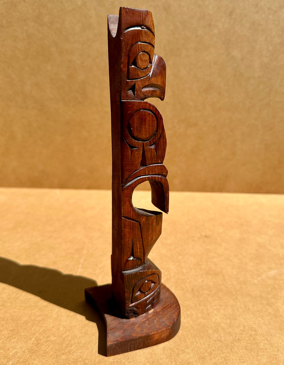 Thumbnail: Vintage Wooden Totem Kwakiutl Eagle Cedar Wood.