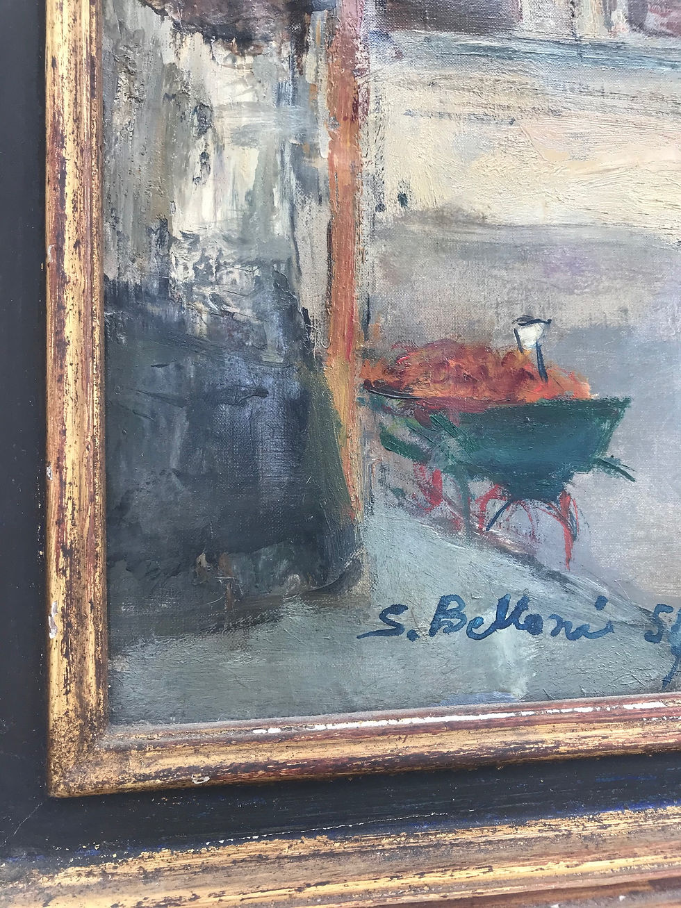 Thumbnail: Parisian Cityscape, Signed and Framed Oil on Canvas by Serge Belloni, ‘57