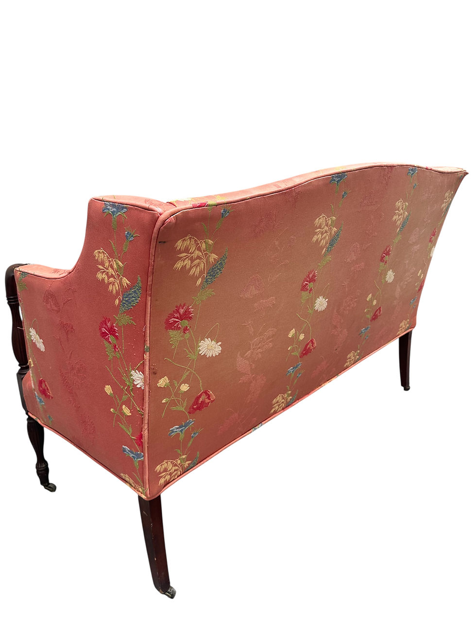 Thumbnail: Antique Petite Sheraton Style Mahogany Camel Back Settee