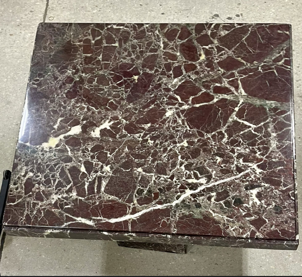 Thumbnail: Vintage Italian Rosso Levanto Marble. 40" Coffee Table.