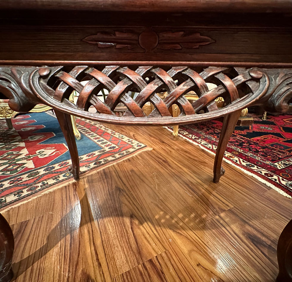 Thumbnail: Chippendale Style Carved Mahogany and Marble Top Coffee Table