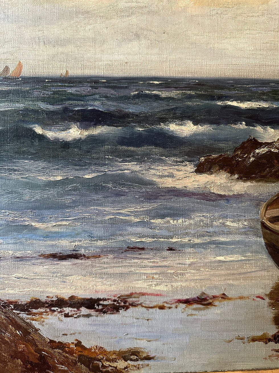 Thumbnail: Richard Wane (1852-1904) Oil Painting, “Waiting for the Tide”.