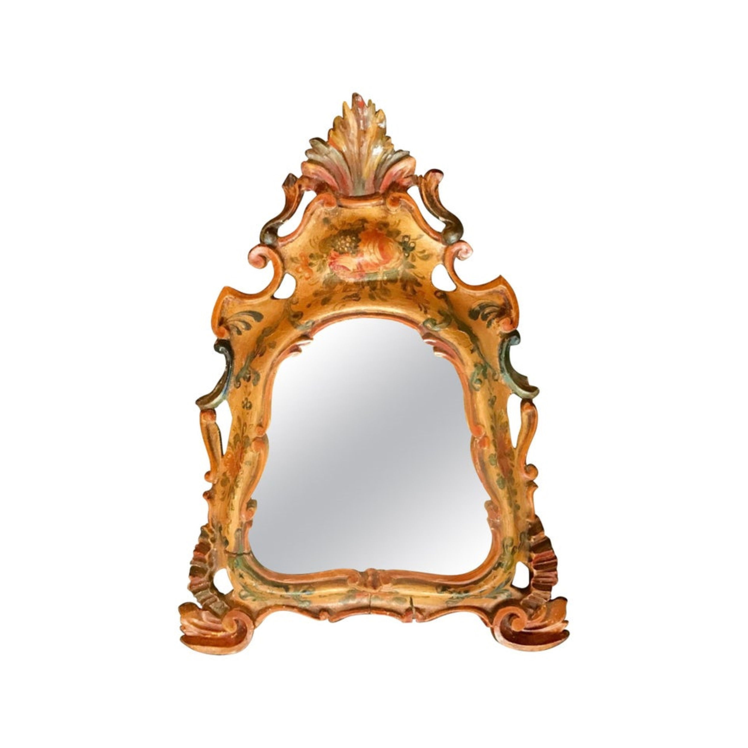 SOLD -Carved and Polychrome Painted Venetian Rococo Wall Mirror, Provenance
