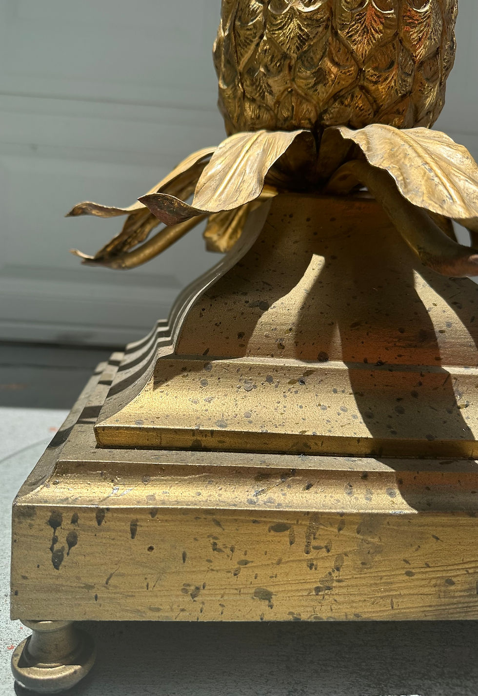 Thumbnail: Pair of Mid-Century Italian Hollywood Regency Brass Pineapple Side Tables.