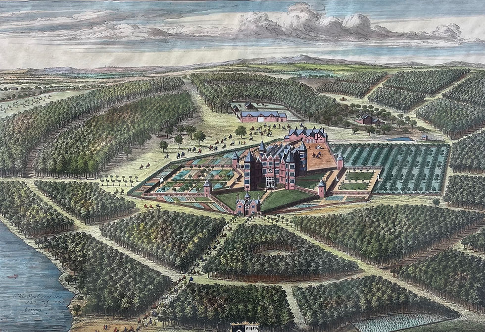 Thumbnail: 18th Century Hand Colored Engraving by Johannes Kip, Set of 2.