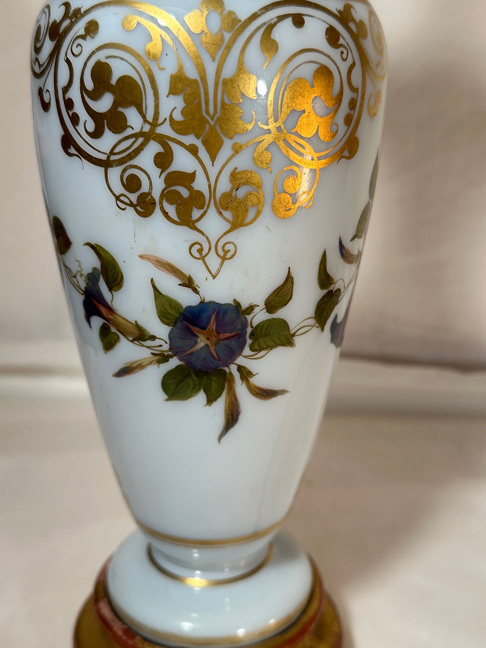 Thumbnail: French White Opaline Glass Vase Lamp Attributed to Baccarat.