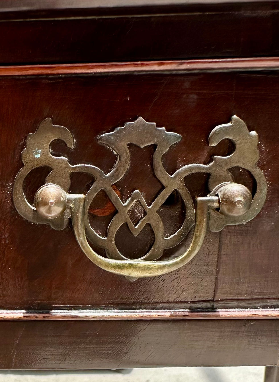 Thumbnail: English George II Period Chippendale Mahogany Ball and Claw Foot Card Table