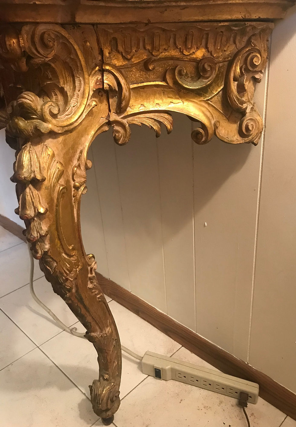 Thumbnail: 18th Century French Baroque Carved Giltwood and Marble Console, circa 1790