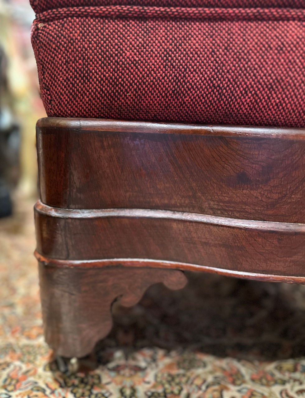 Thumbnail: Antique American Empire Serpentine Mahogany Footstool Ottoman