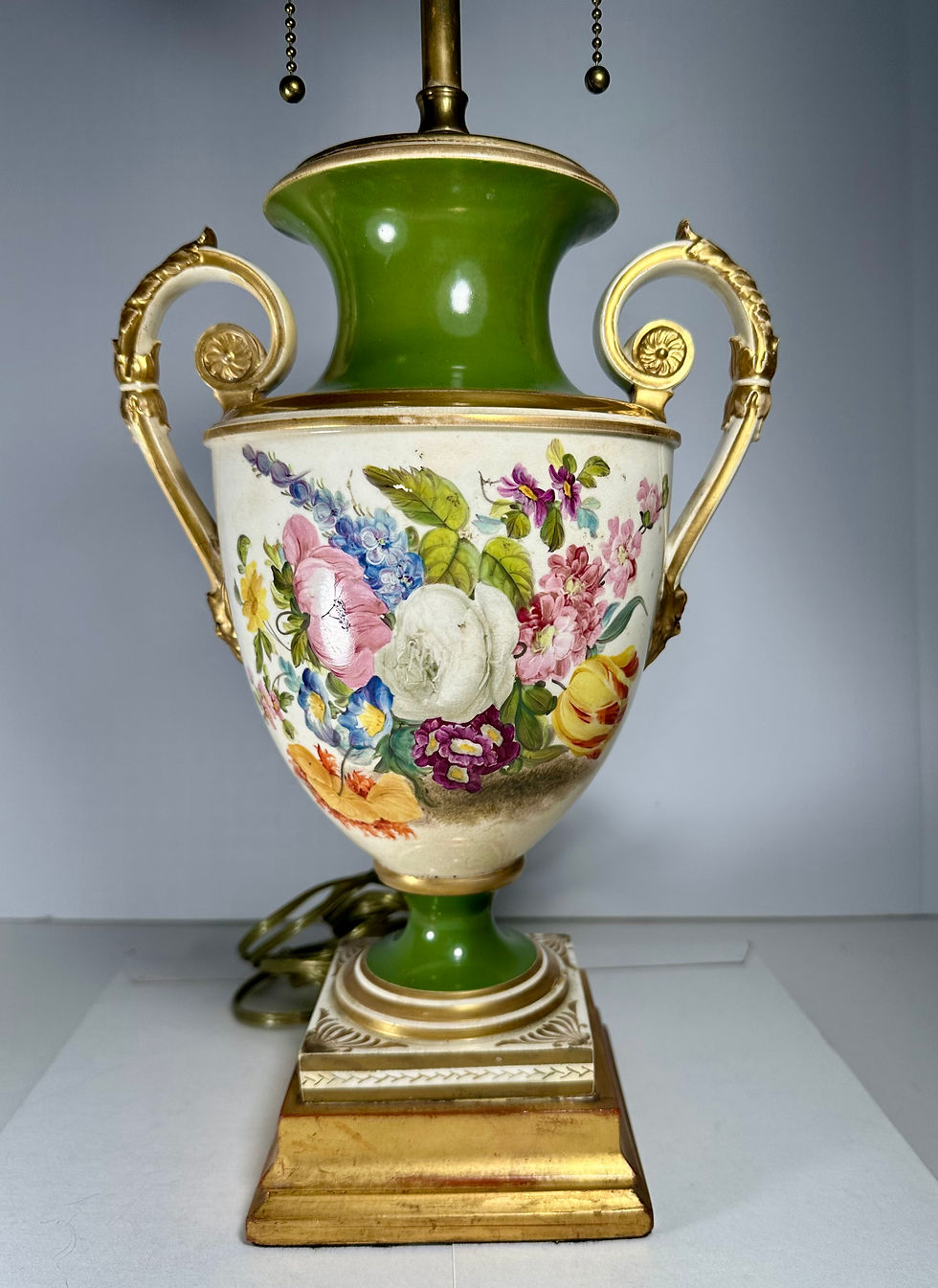Thumbnail: 19th Century Old Paris Porcelain Urn Table Lamp.