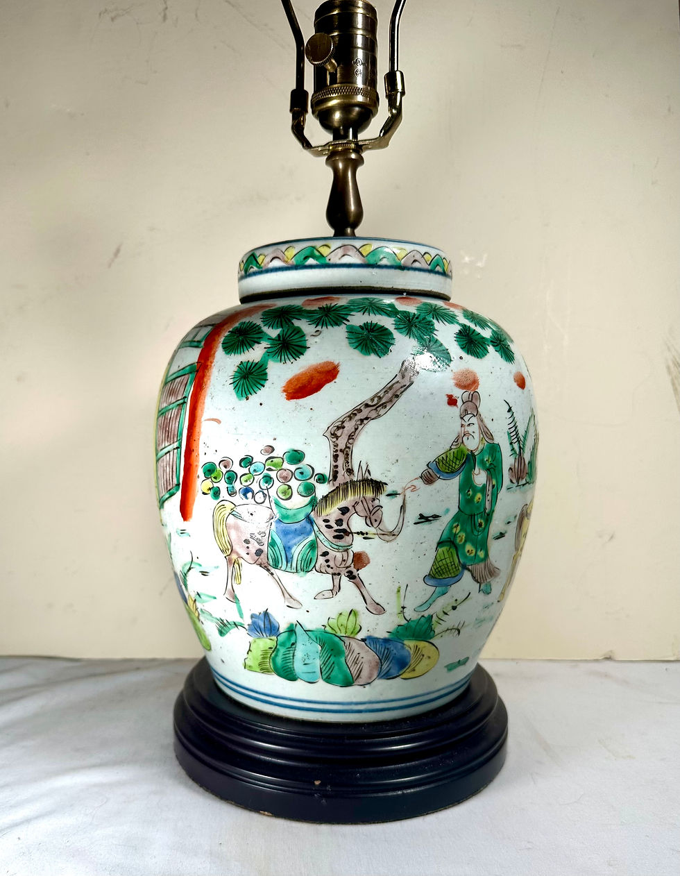 Thumbnail: Antique 19th Century Chinese Famille Verte Ginger Jar converted as Table Lamp