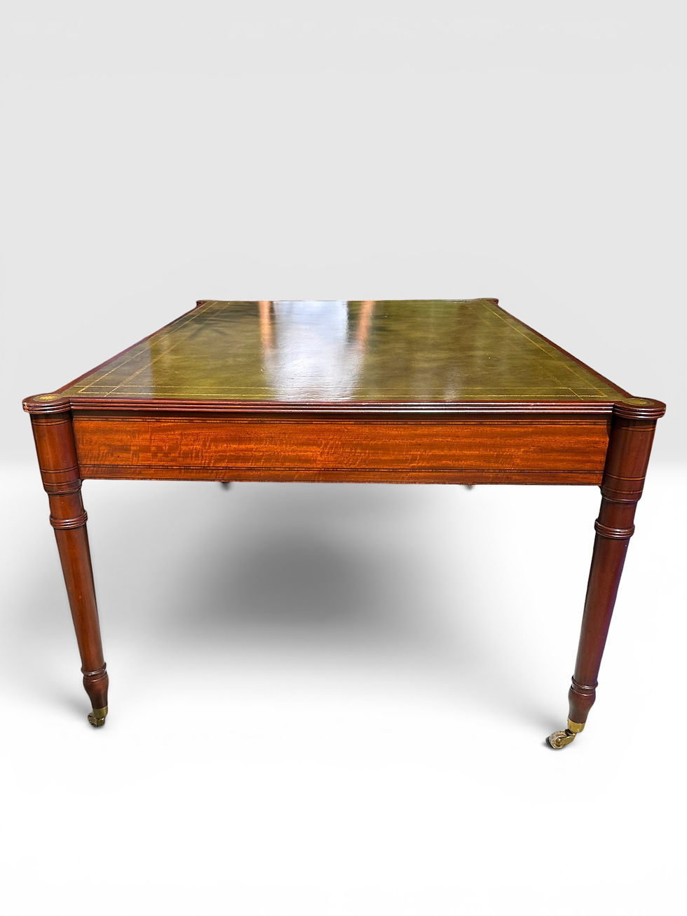 Thumbnail: Vintage Baker Furniture Mahogany & Tooled Leather Partner's Writing Desk.