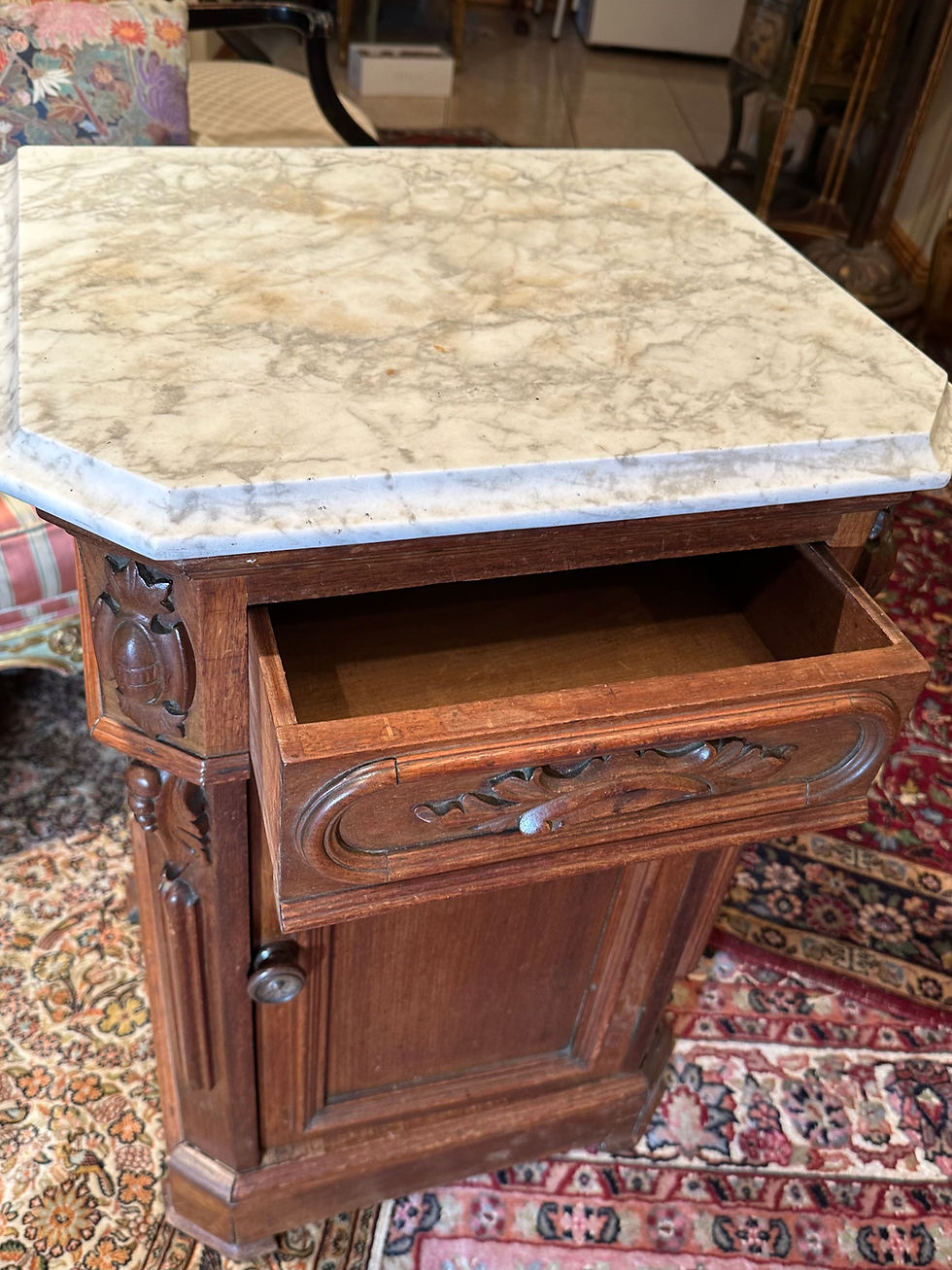 Thumbnail: Antique 19th Century French Louis Philippe Marble Top Nightstand