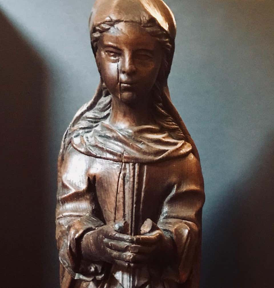Thumbnail: SOLD -15th Century Rare English Oak Carved Sculpture of the Virgin, circa 1450